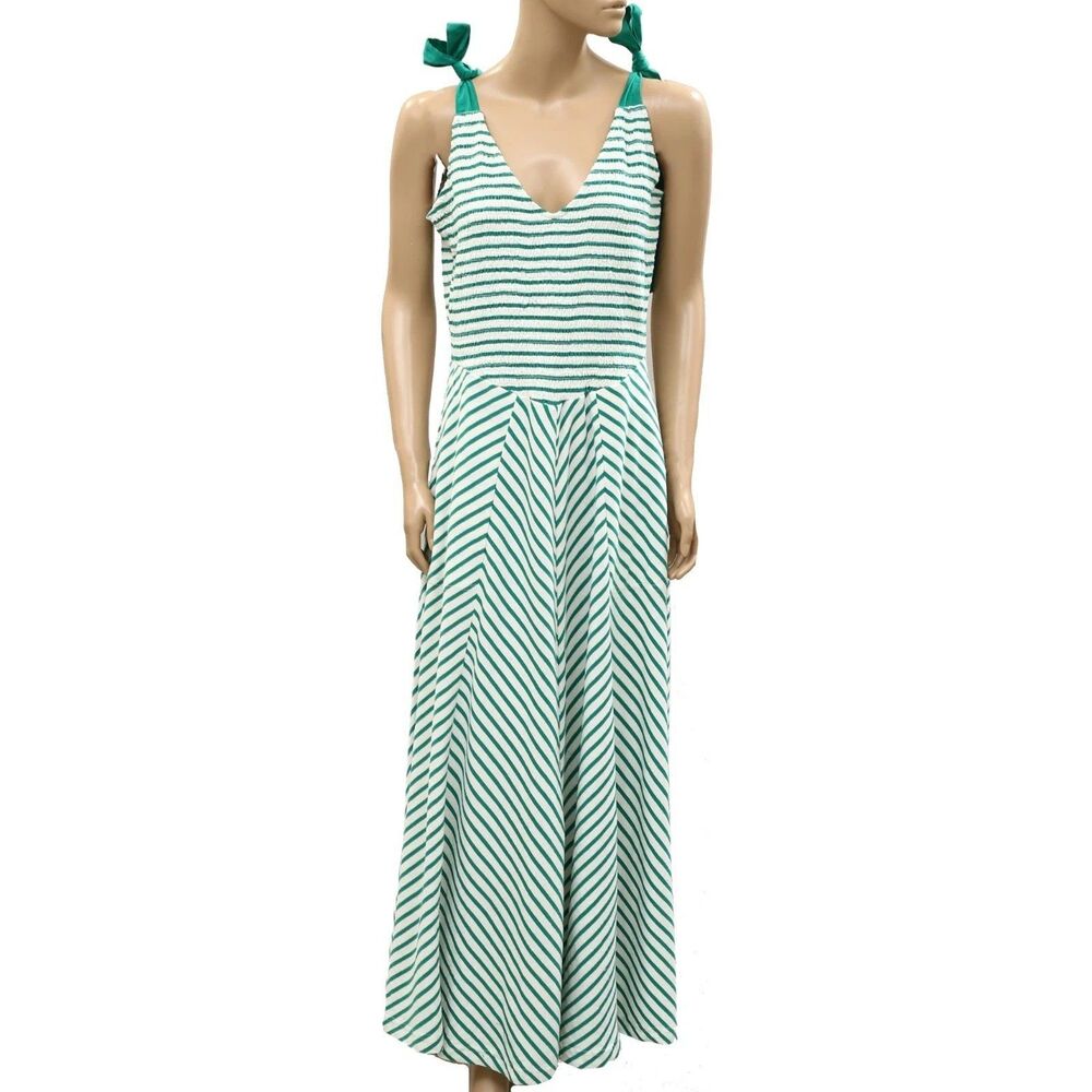 Free People Free-Est Cecelia Midi Dress Striped Printed Smocked Cotton XS 287916 - Picture 4 of 6